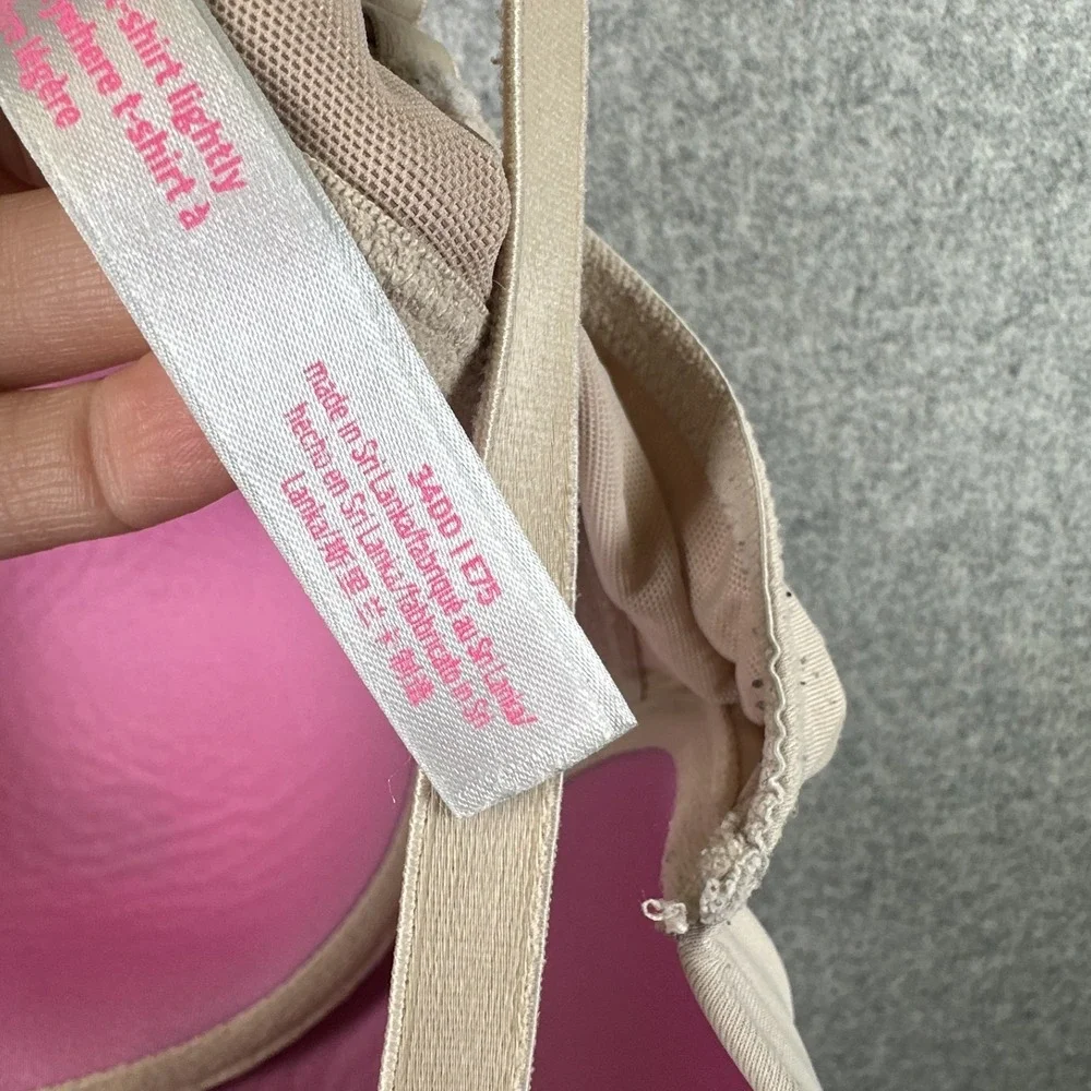 PINK Bra‎ Beige 34DD Everywhere T-Shirt Lightly Lined Underwire Criss Cross